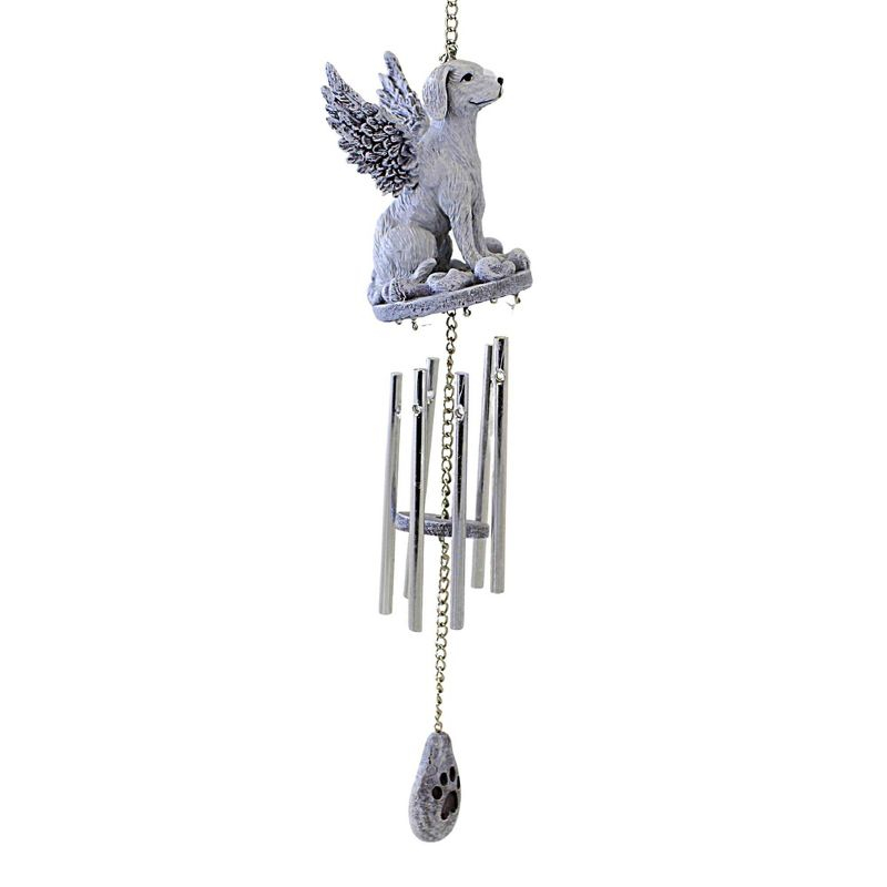 Roman 15.5 Inch Dog Memorial Windchime Angel Wings Pawprints Heart Bells And Wind Chimes
