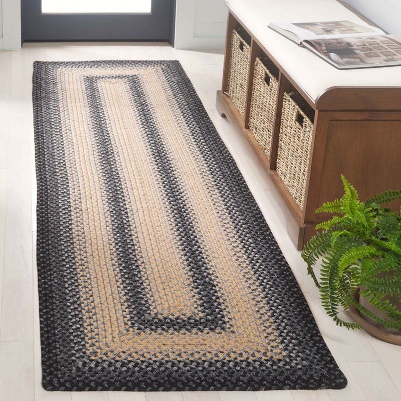 Braided BRD311 Hand Woven Runner Rug - Black/Grey - 2'3"x12' - Safavieh.