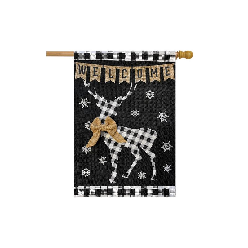 Briarwood Lane Checkered Deer Burlap Winter House Flag Welcome 28