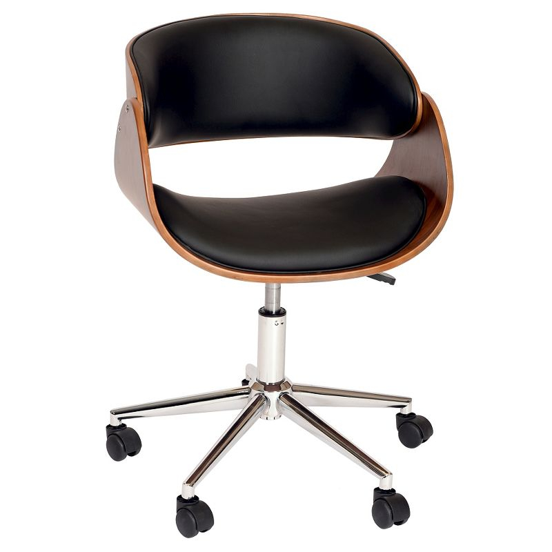 Julian Modern Chair: Swivel, Adjustable Height, Chrome Footrest - Armen Living