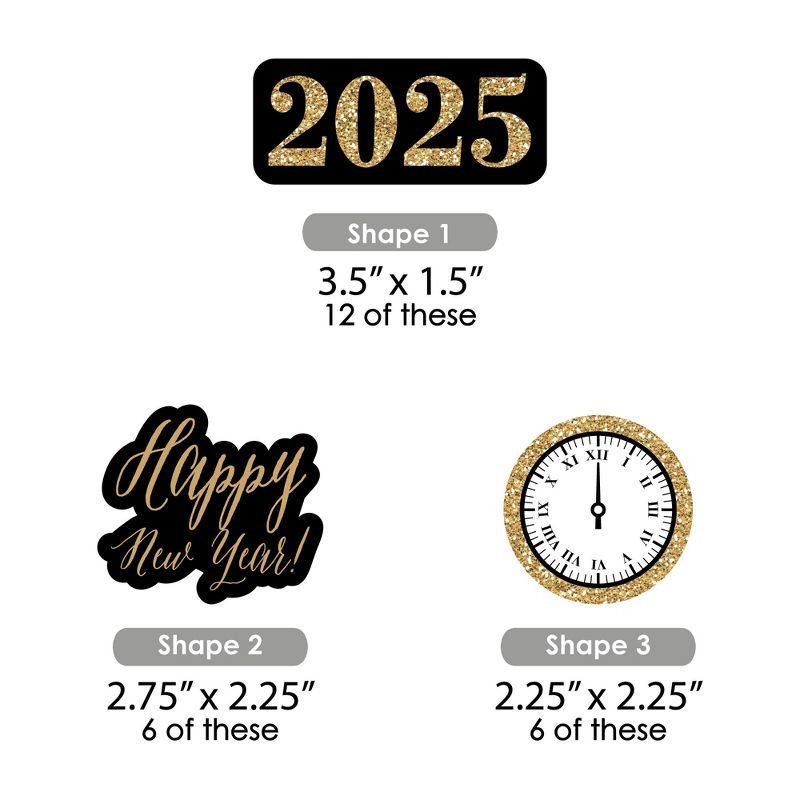 Big Dot of Happiness New Year's Eve - Gold - DIY Shaped 2025 New Years Eve Party Cut-Outs - 24 Count