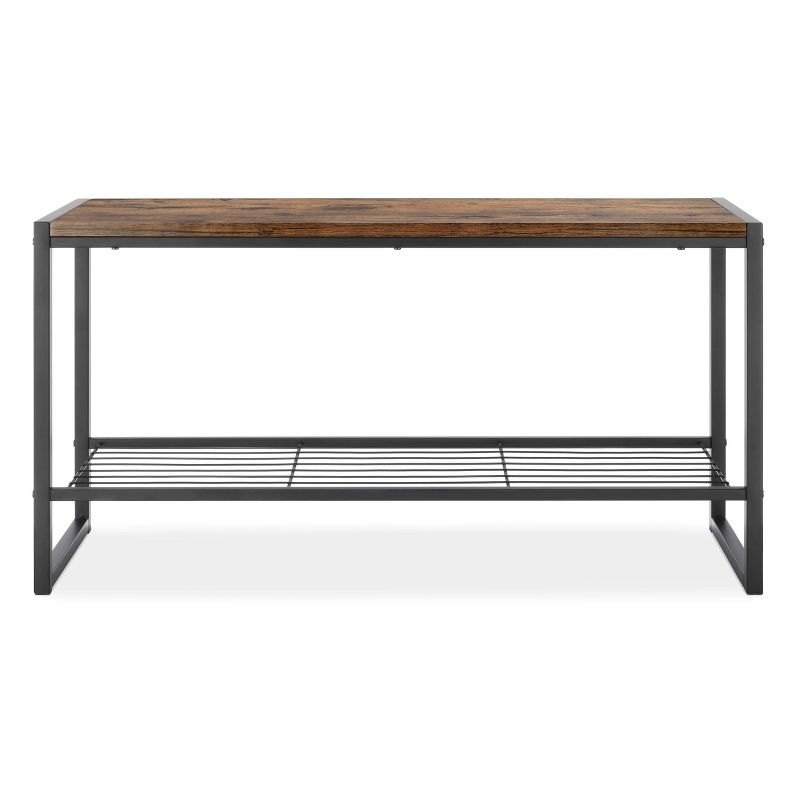 Whitmor Modern Industrial Entry Bench Black: Steel Frame Garment Rack & Closet Storage, No Tools Assembly, 25" Width