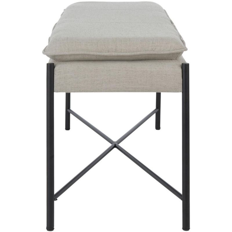Kara Cushioned X Bench - Light Grey Linen/Black - Safavieh