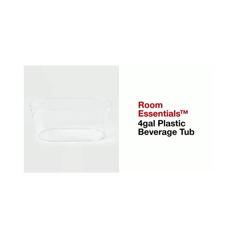 4gal Plastic Beverage Tub - Room Essentials™: Clear Drink Bucket, Ice Bucket, Dishwasher-Safe