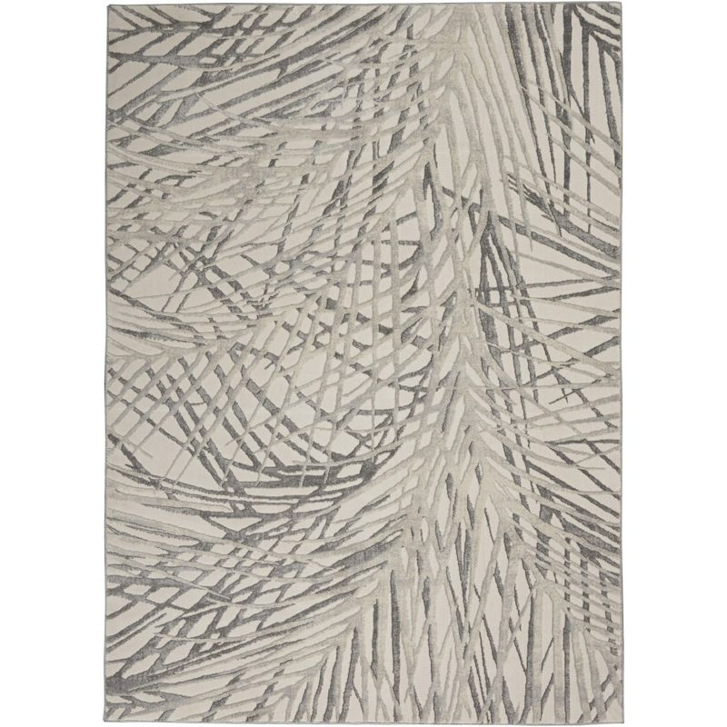Nourison Rustic Textures Modern Palm Indoor Area Rug Ivory/Grey 3'11" x 5'11"
