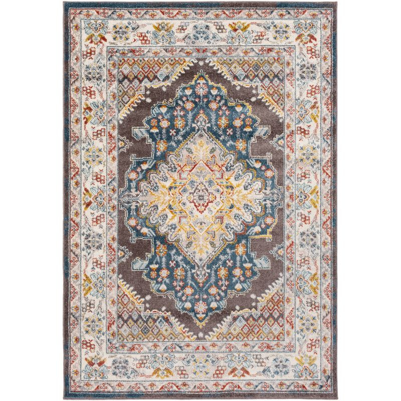 Livabliss 5'3"x7'3" Kashan Traditional Rugs Blue: Stain & Fade-Resistant, Medium Pile, Polypropylene