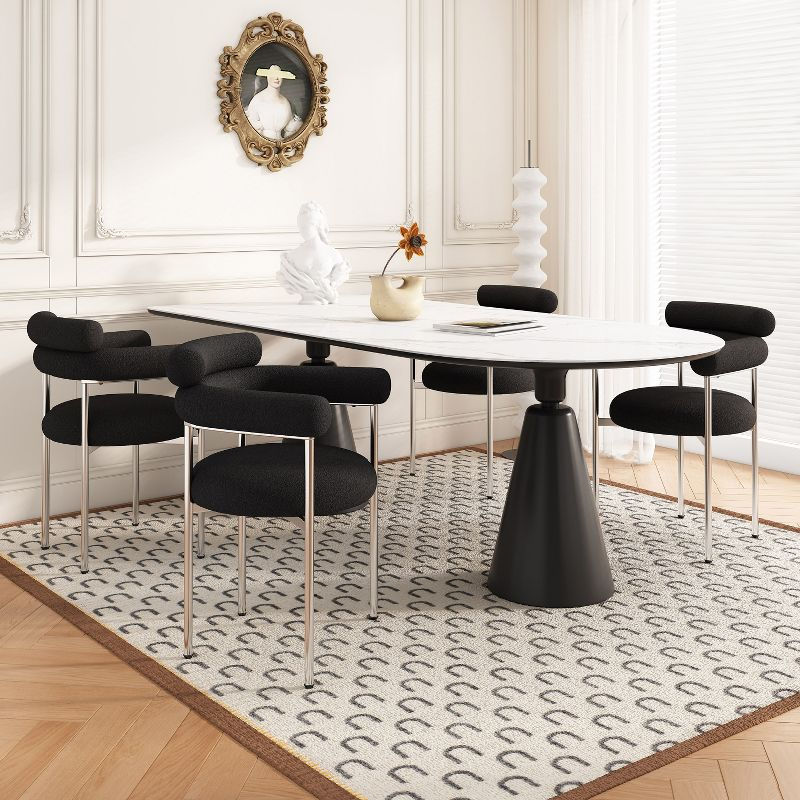 Christopher Knight Home Gianna Modern Upholstered Dining Chairs with Metal Legs (Set of 4), Black/Silver