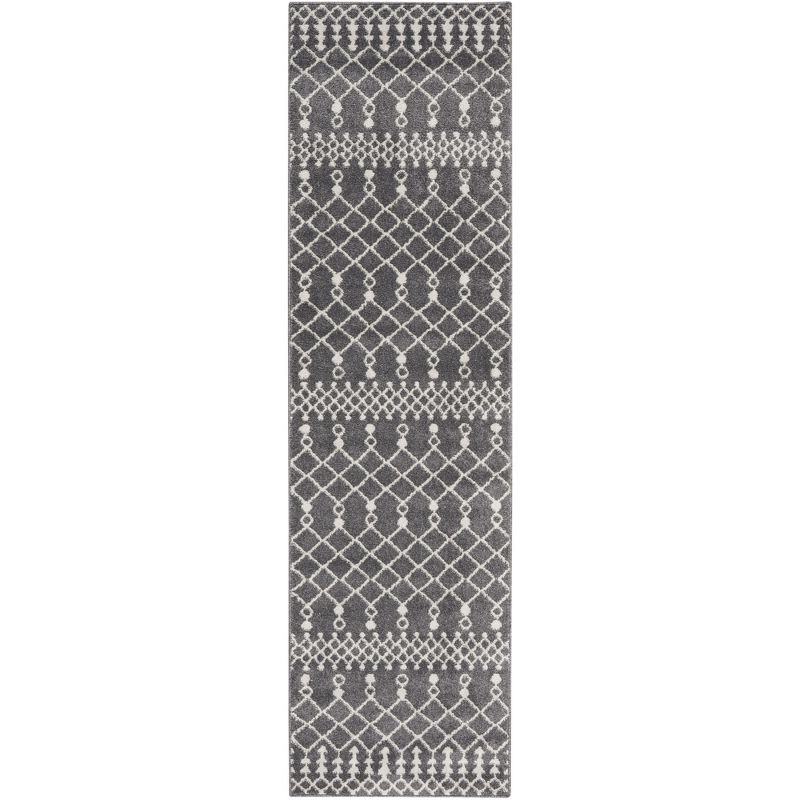 Nourison Royal Moroccan 2'2" x 7'6 Charcoal/Ivory Bohemian Indoor Rug