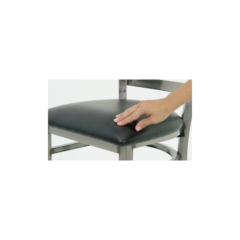 Flash Furniture HERCULES Series Clear Coated Ladder Back Metal Restaurant Barstool - Mahogany Wood Seat