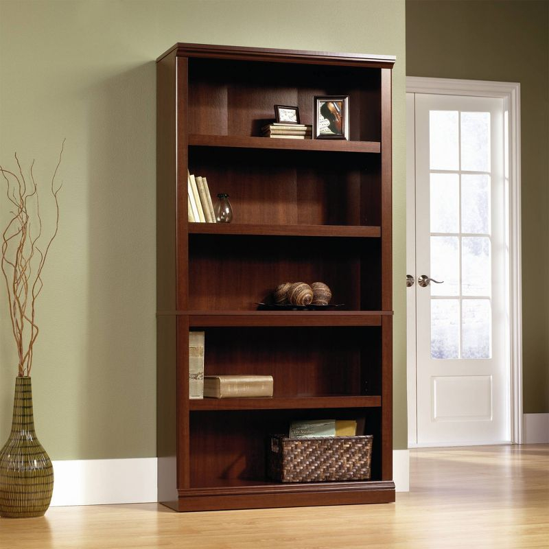 70" 5 Shelf Bookcase Select Cherry Red - Sauder: Transitional Style, MDF Frame, Adjustable Shelves