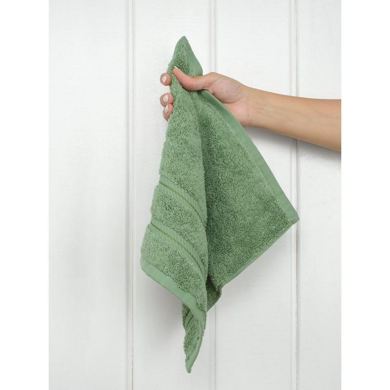 American Soft Linen 4 Pack Washcloth Set, 100% Cotton Washcloth Hand Face Towels for Bathroom and Kitchen, Sage Green