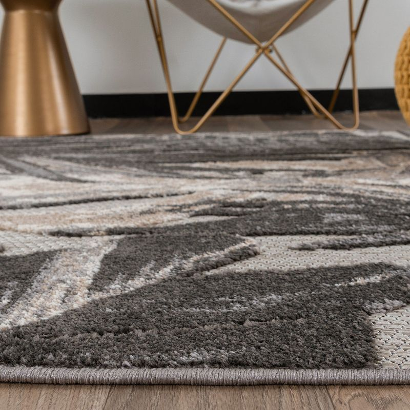 World Rug Gallery Floral Leaves Indoor/Outdoor Area Rug - Gray 7'10" x 10':  Weather-Resistant,  Low Pile,  Patio Rug