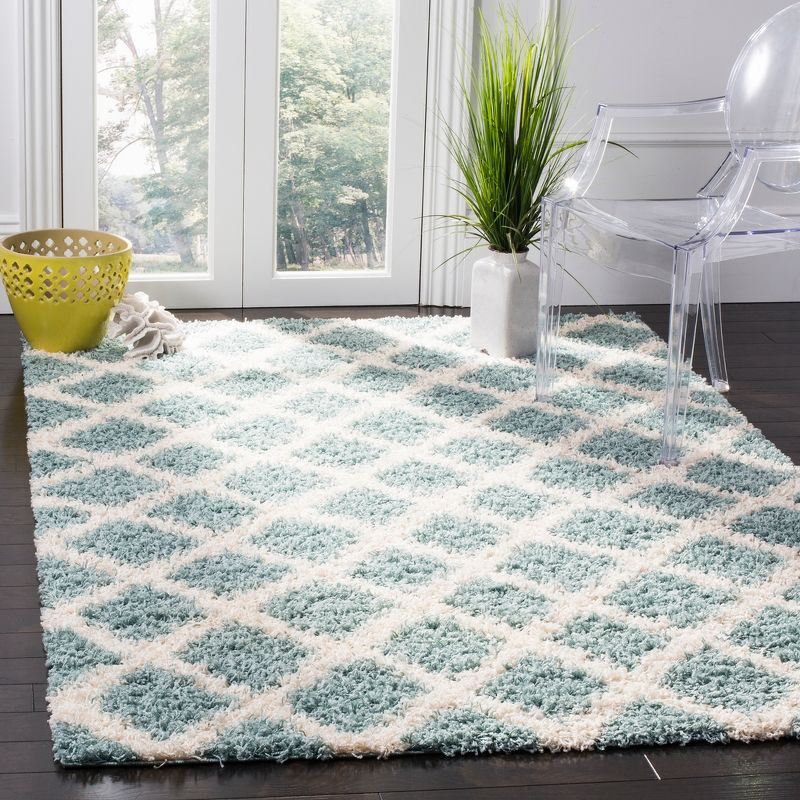 Dallas Shag SGD258 Power Loomed Indoor Accent Rug - Seafoam/Ivory - 3'x5' - Safavieh.