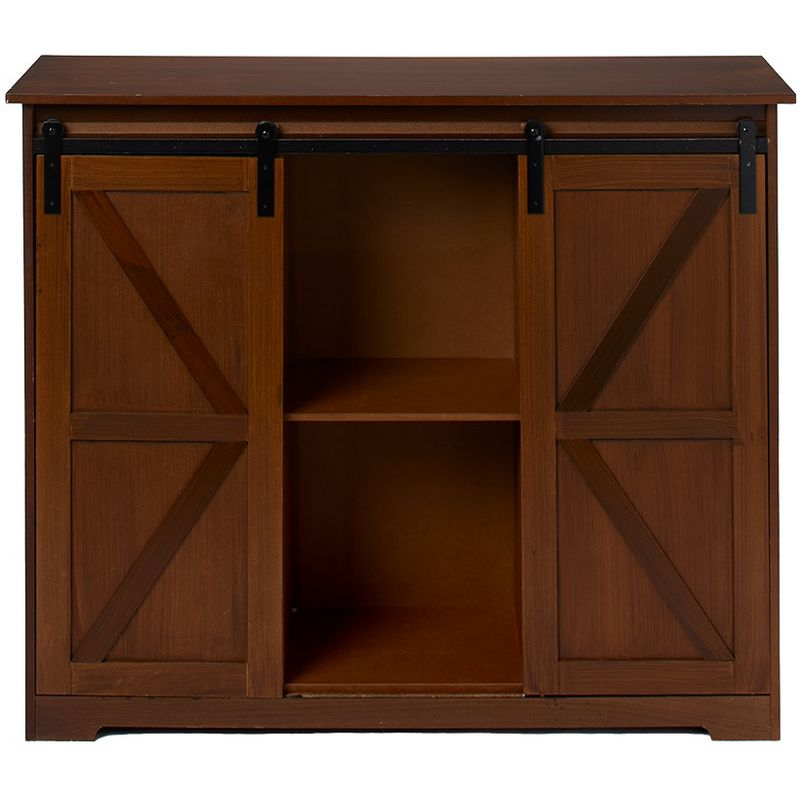 The Lakeside Collection Barn Door-Style Buffet Cabinets - Rustic Wood