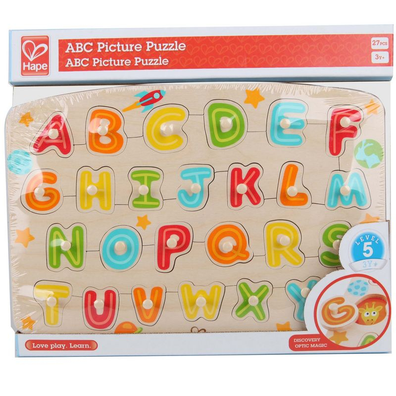 Hape: Peg Puzzle: ABC Picture - 27pc Wooden Puzzle, Ages 3+