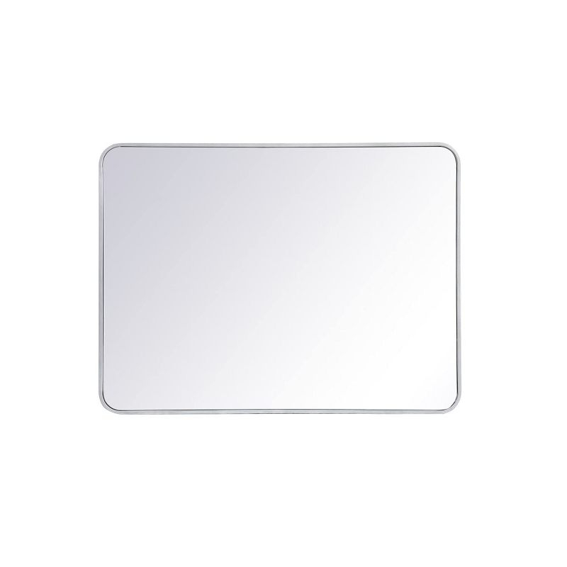 Elegant Lighting Soft corner metal rectangular mirror 30x40 inch in Silver