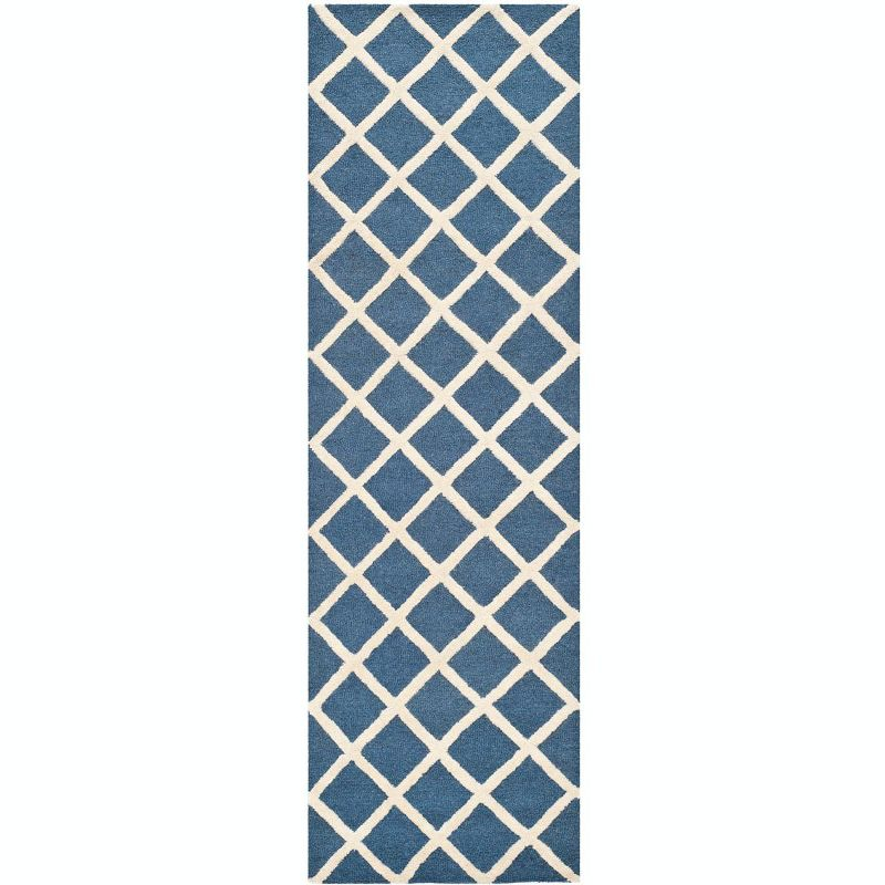 Cambridge CAM135 Hand Tufted Runner Rug  Navy / Ivory 2'-6" X 6' - Safavieh.