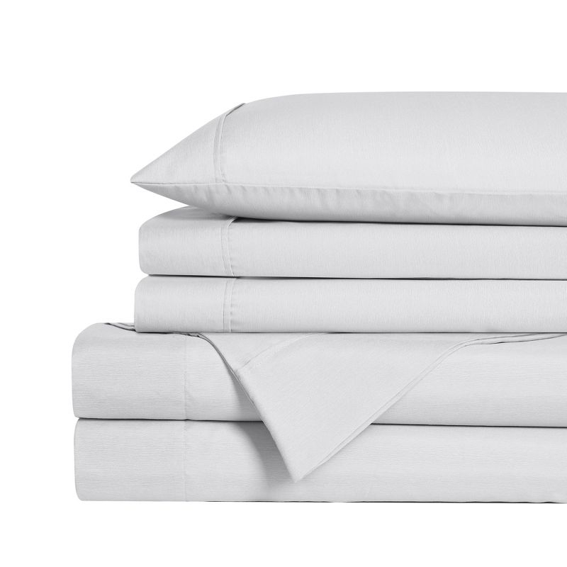 Swift Home | 6-Piece Polyester Rayon from Bamboo Blend Sheet Set Extra Pillowcase Included Light Gray King