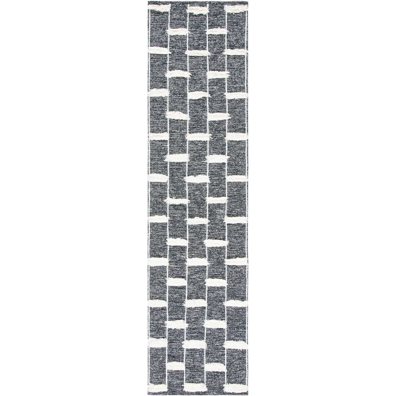 Striped Kilim STK508 Hand Woven Runner Rug - Black/Ivory - 2'3"x9' - Safavieh.