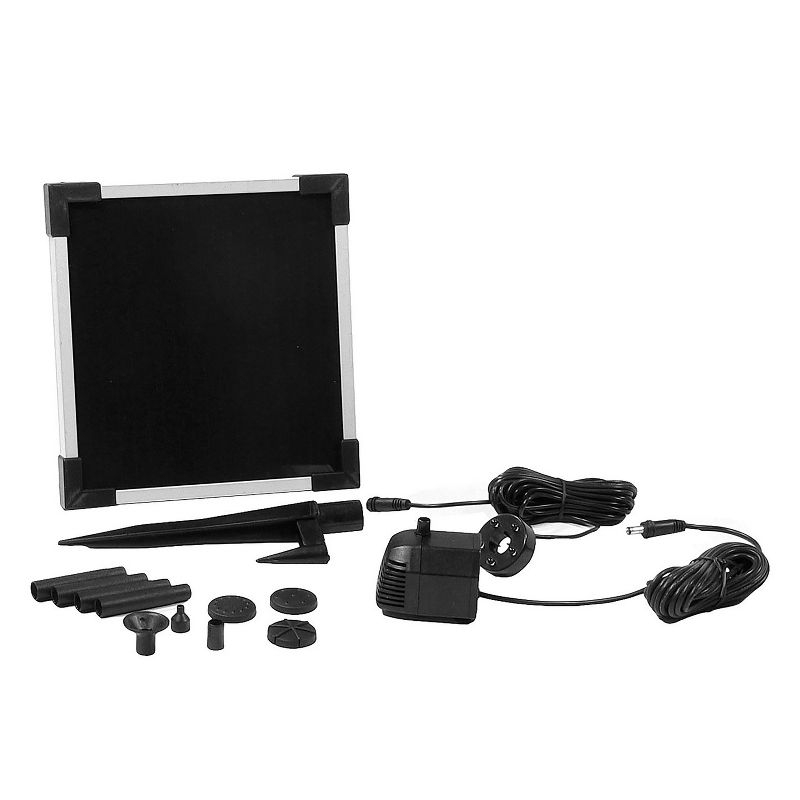 Sunnydaze Outdoor Solar Powered Water Pump and Panel Bird Bath Fountain Kit with Battery Pack and LED Lights - 65 GPH - 36"