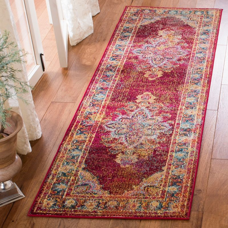 Crystal CRS508 Power Loomed Runner Rug - Ruby/Navy - 2'2"x7' - Safavieh.