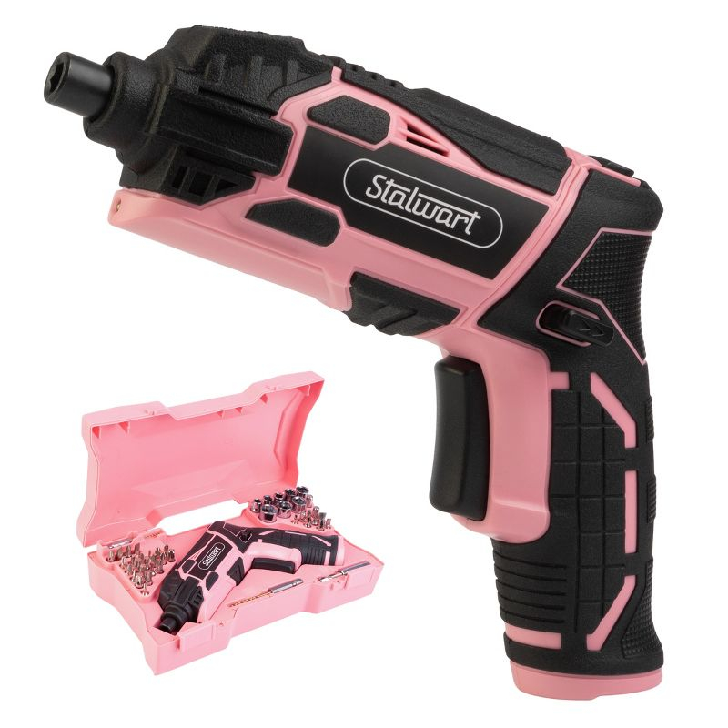 Stalwart 45pc 4V Cordless Screwdriver Set, Pink