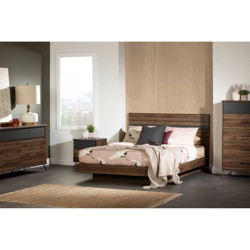 Olvyn 2 Drawer Nightstand Natural Walnut/Charcoal - South Shore