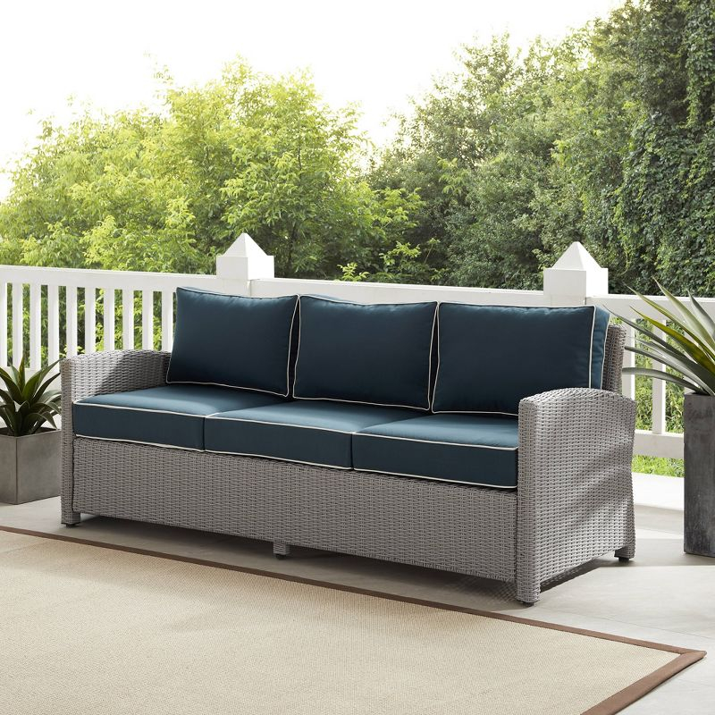 Bradenton Outdoor Wicker Sofa: Steel Frame, Moisture-Resistant Cushions, UV-Resistant - Crosley