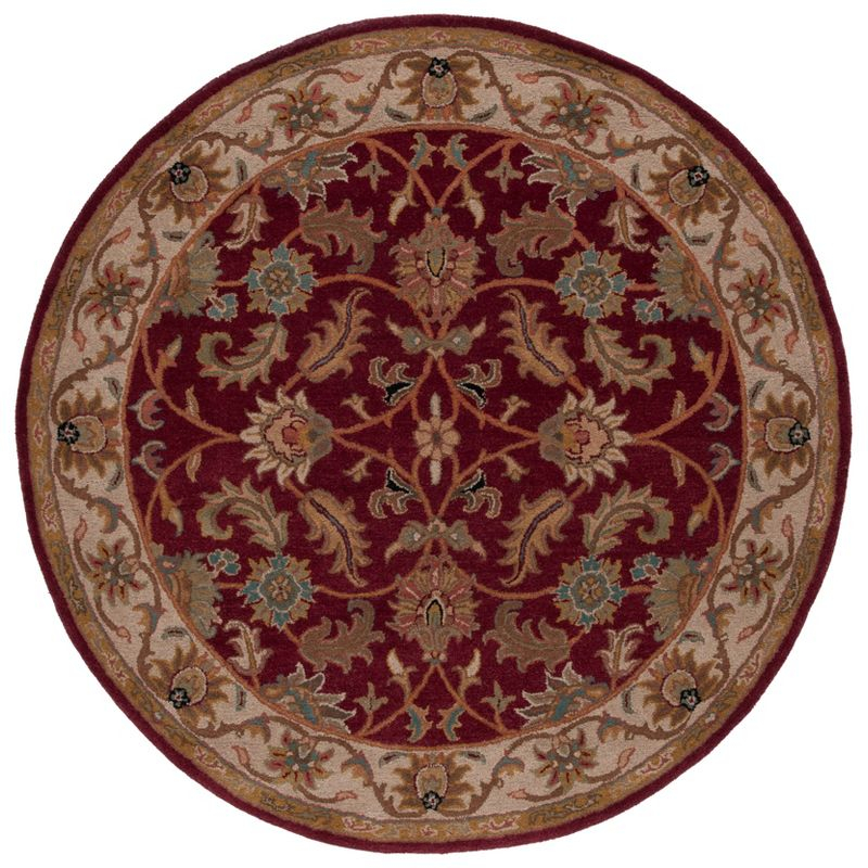 Heritage HG628 Hand Tufted Area Rug - Red/Ivory - 6' Round - Safavieh.