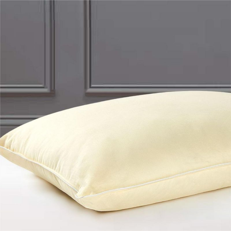 Cheer Collection Set of 2 Organic Kapok Bed Pillows with Breathable Cotton Shell - Yellow, Standard (20" x 28")