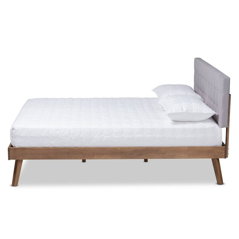 Queen Devan Fabric Upholstered Platform Bed with Headboard - Baxton Studio: Mid-Century Modern Style