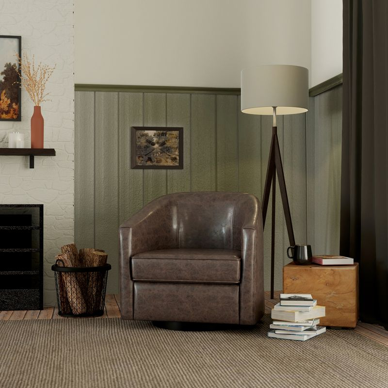 eLuxury Swivel Barrel Chair, Dark Chocolate