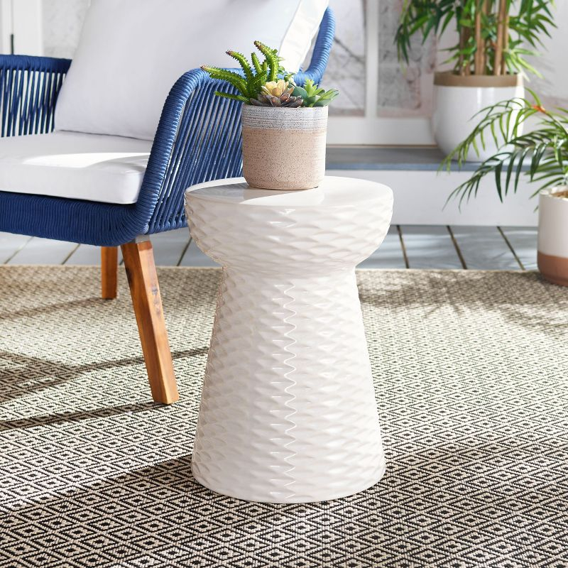 Daphne Garden Stool - ACS4523 - Indoor/Outdoor - Creme - Safavieh