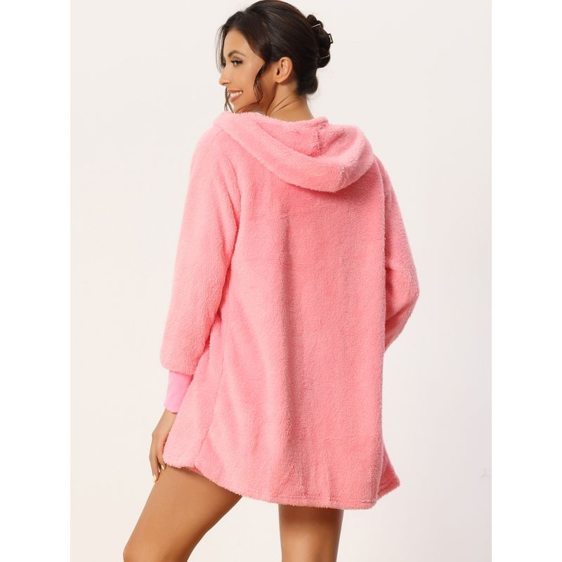 cheibear Women's Fuzzy Fleece Soft Coat Jacket and Crop Top with Shorts 3-Piece Pajamas Lounge Set Pink Small