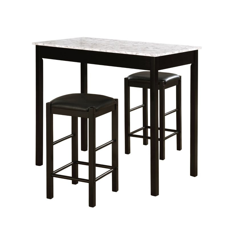 3pc Lancer Tavern Backless Stools & Counter Height Table Dining Set: Space-Saving, Padded Seats - Linon