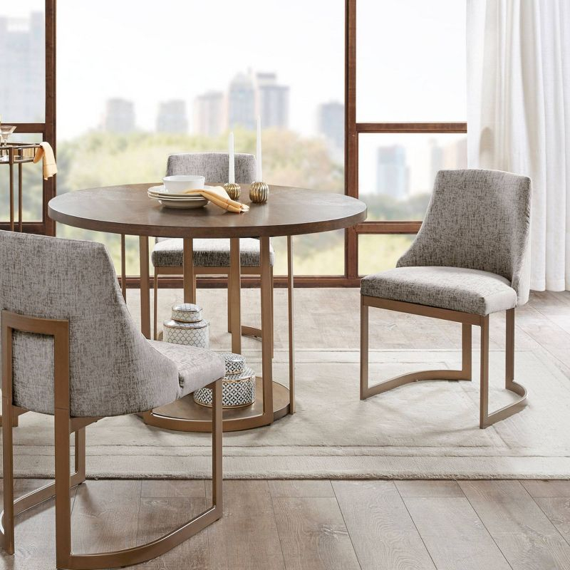 Madison Park Set of 2 Thornton Dining Chairs Gray: Upholstered, Metal Legs, Contemporary Style