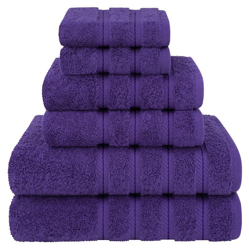American Soft Linen 6 Piece Towel Set, 100% Cotton Bath Towels for Bathroom, Purple