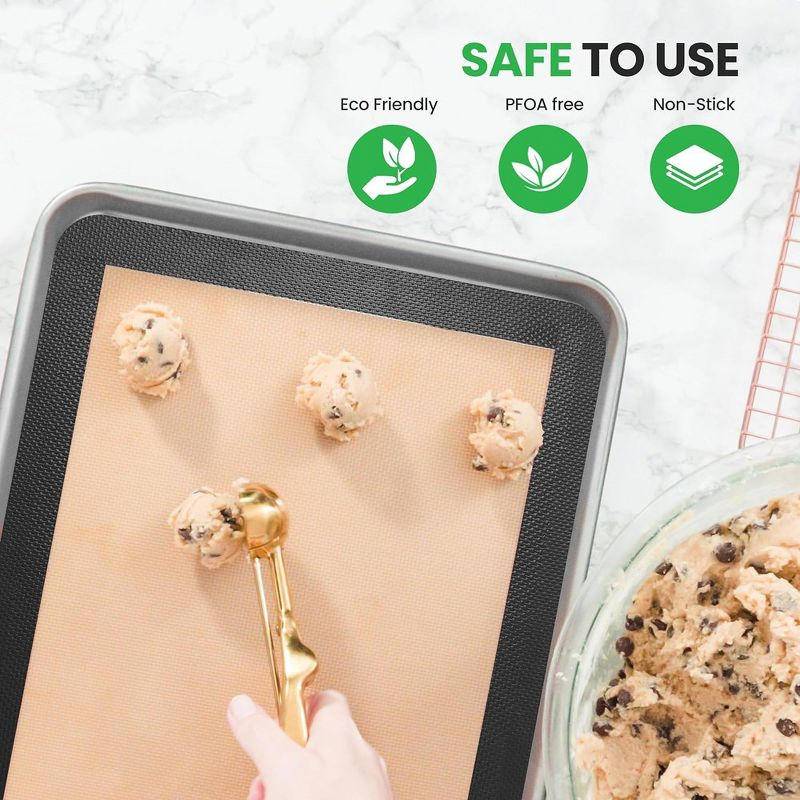 Nutrichef 2 - Pc Silicone Baking Mats - Brown & Black