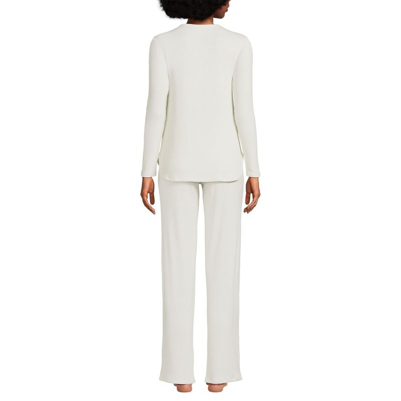 Lands' End Women's Cozy 2 Piece Pajama Set - Long Sleeve Top and Pants