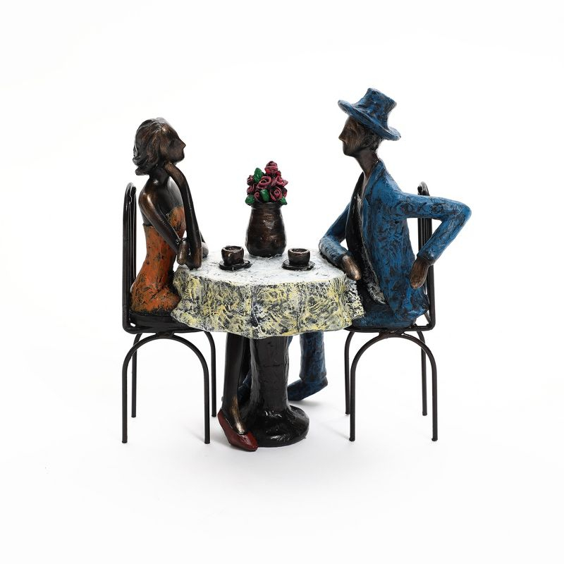 LuxenHome 9.4" LuxenHome Modern Brown Polyresin Couple Date Night Tabletop Home Decor Multicolored