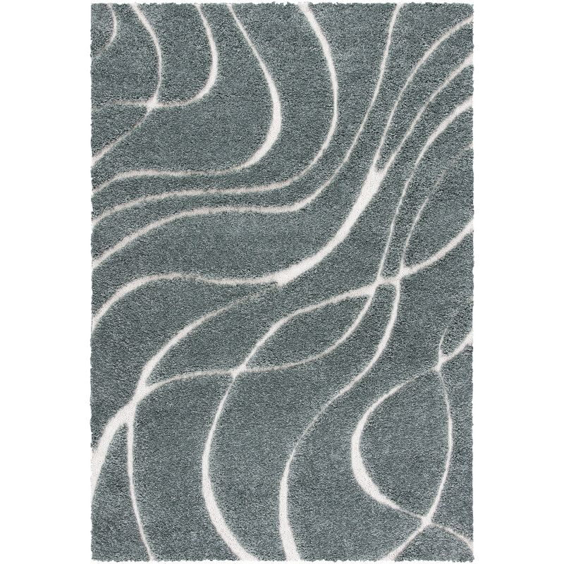 Florida Shag SG471 Power Loomed Indoor Area Rug - Grey Sage/Ivory - 9'x12' - Safavieh