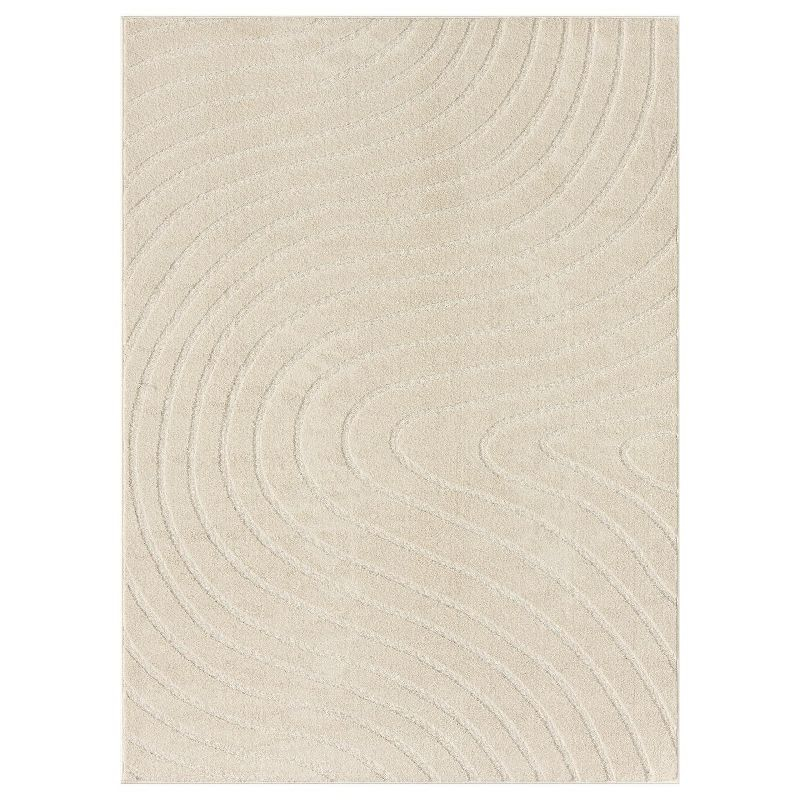 Luxe Weavers Modern Geometric Wave Cream 6x9 Area Rug