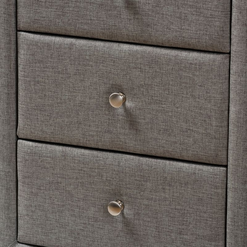 Tessa 3 Drawer Nightstand Gray - Baxton Studio: Contemporary Design, Chrome Knobs, Bedroom Storage