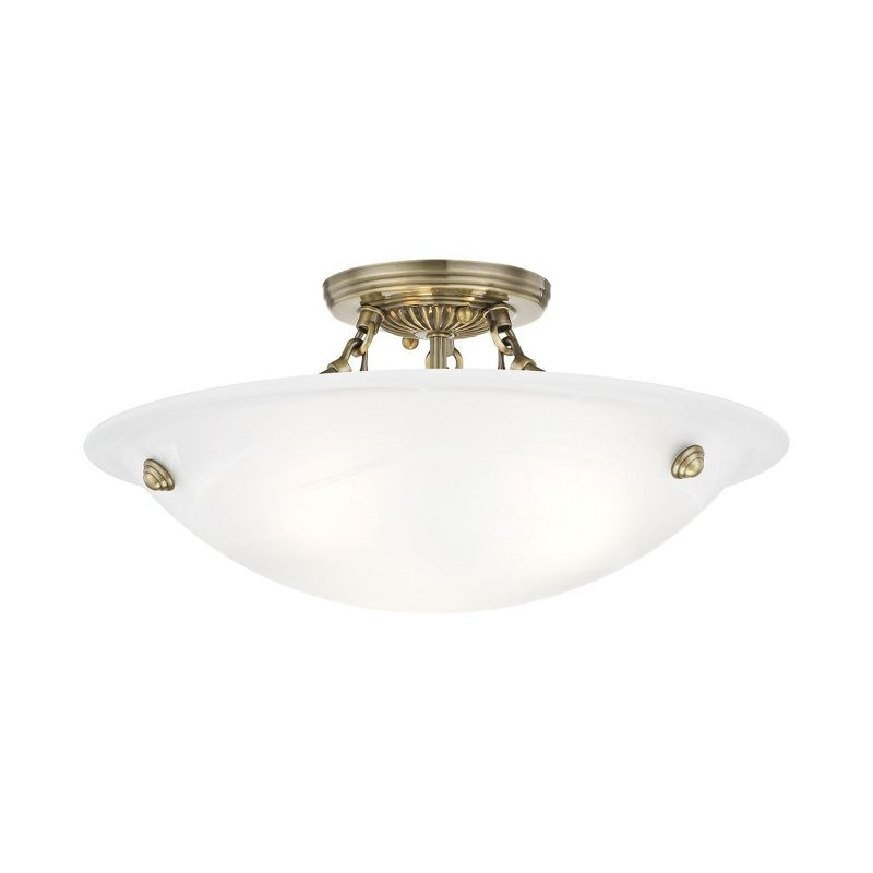 Livex Lighting Oasis 3 - Light Flush Mount in  Antique Brass