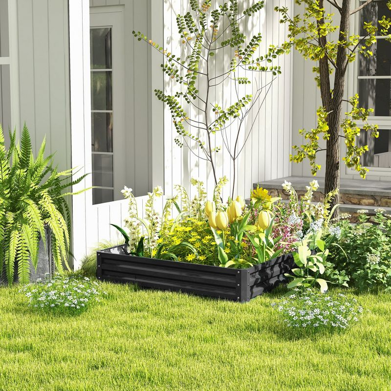 Outsunny 4' x 4' x 1' Galvanized Raised Garden Bed, Planter Raised Bed with Steel Frame for Vegetables, Flowers, Plants and Herbs, Gray