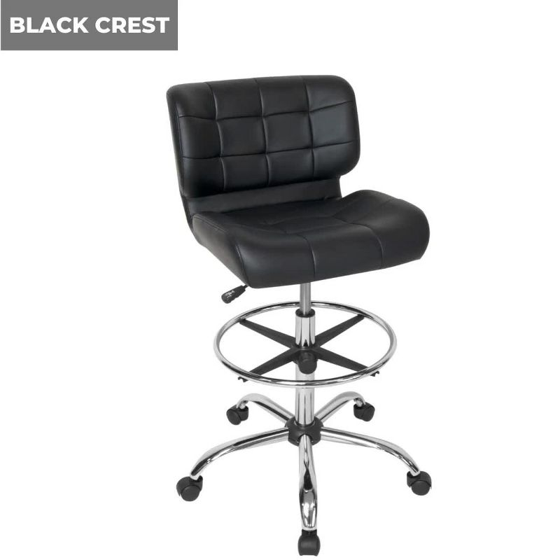 Riviera Drafting Chair - Black: Mesh Back, Adjustable Height, Footring, Home Office & Studio Comfort