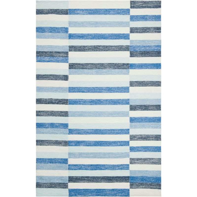 Striped Kilim STK411 Hand Woven Area Rug - Blue - 5'x8' - Safavieh.