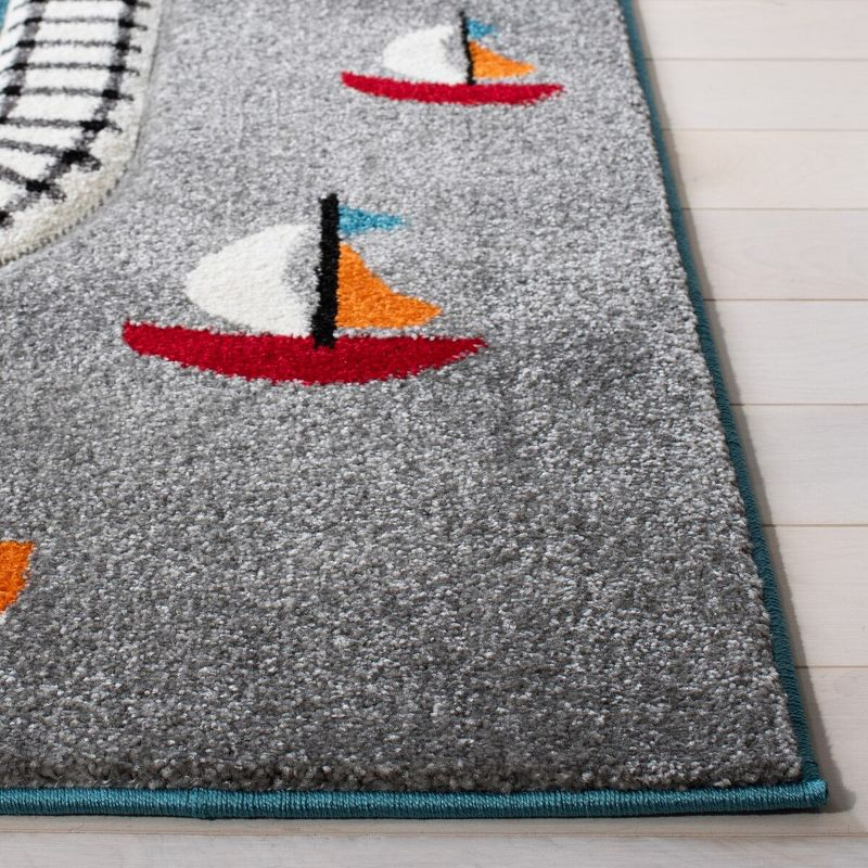 Carousel Kids  CRK192 Loomed Indoor Area Rug - Turquoise/Ivory - 5'3"x5'3" - Safavieh