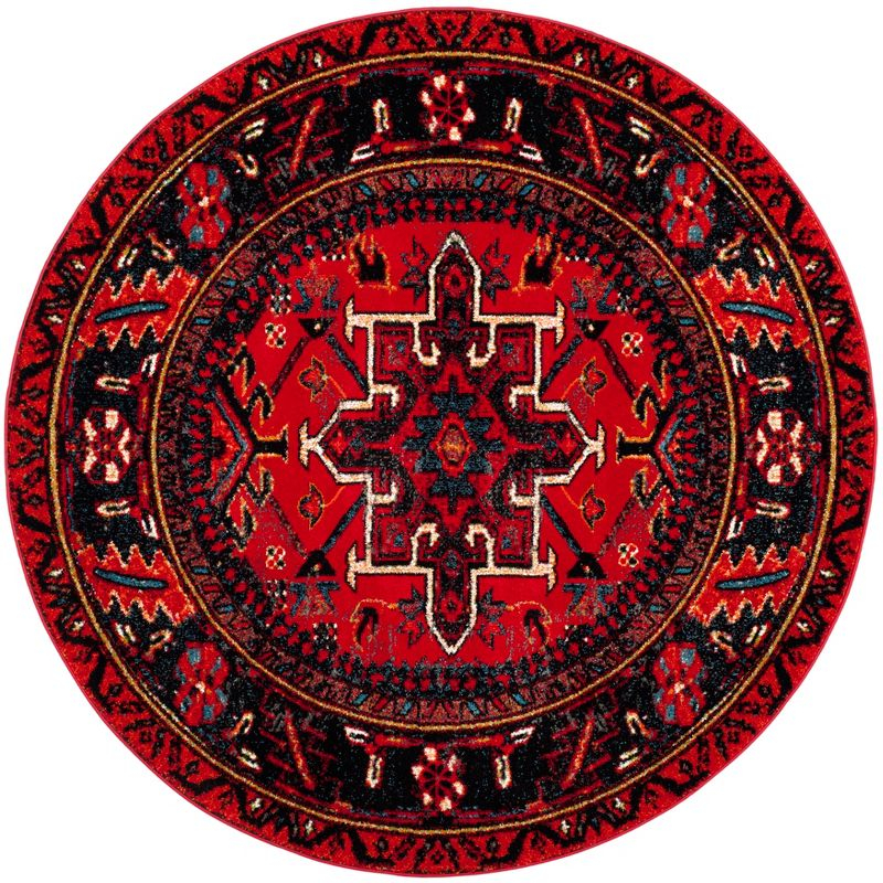 Vintage Hamadan VTH211 Power Loomed Area Rug - Red/Multi - 4' round - Safavieh.