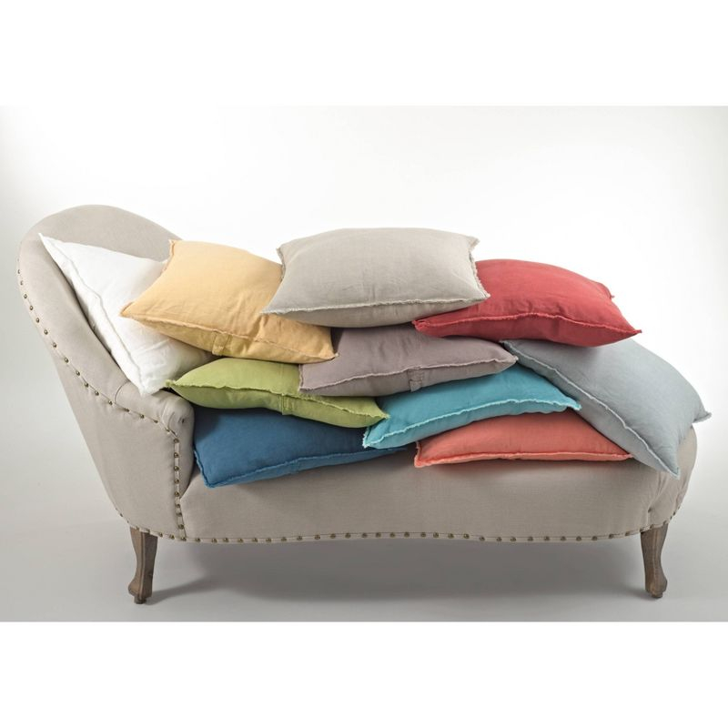 20"x20" Oversize Fringed Design Linen Square Throw Pillow Coral - Saro Lifestyle
